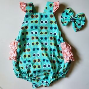 Ricrac and ruffles 2T bubble w/bow